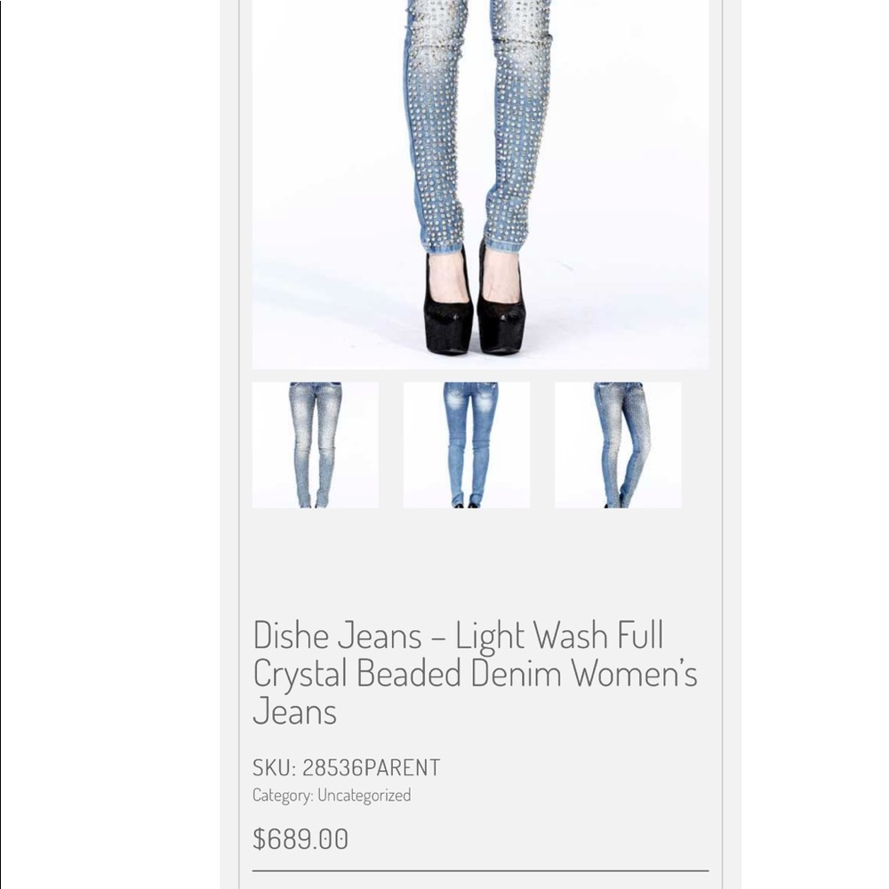 Dishe Jeans Light Wash 1200 crystals Beaded Denim
